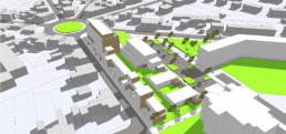 Illustration 3D de logements, commerces, maison médicale à Soissons