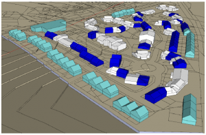 Plan vue aérienne 3D d'études de faisabilité sur terrains nus et sur existants sur la Commune de Chelles (placement logement)