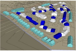 Plan vue aérienne 3D d'études de faisabilité sur terrains nus et sur existants sur la Commune de Chelles (placement logement)
