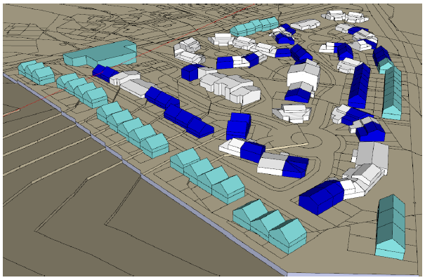 Plan vue aérienne 3D d'études de faisabilité sur terrains nus et sur existants sur la Commune de Chelles (placement logement)