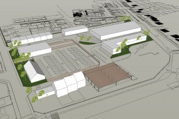 Plan vue aérienne 3D d'études de faisabilité sur terrains nus et sur existants sur la Commune de Chelles