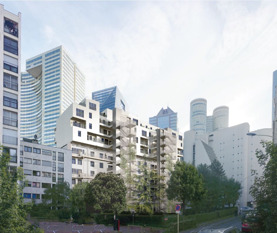 Plan 3d réaliste surélévation d’une résidence à Courbevoie